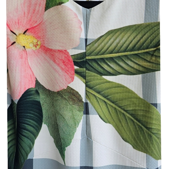 Ted Baker Nayelic Off White Floral Plaid Design Sleeveless Shift Dress - Picture 7 of 14